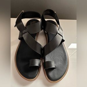 Franco Sarto Black and Gold Sandals